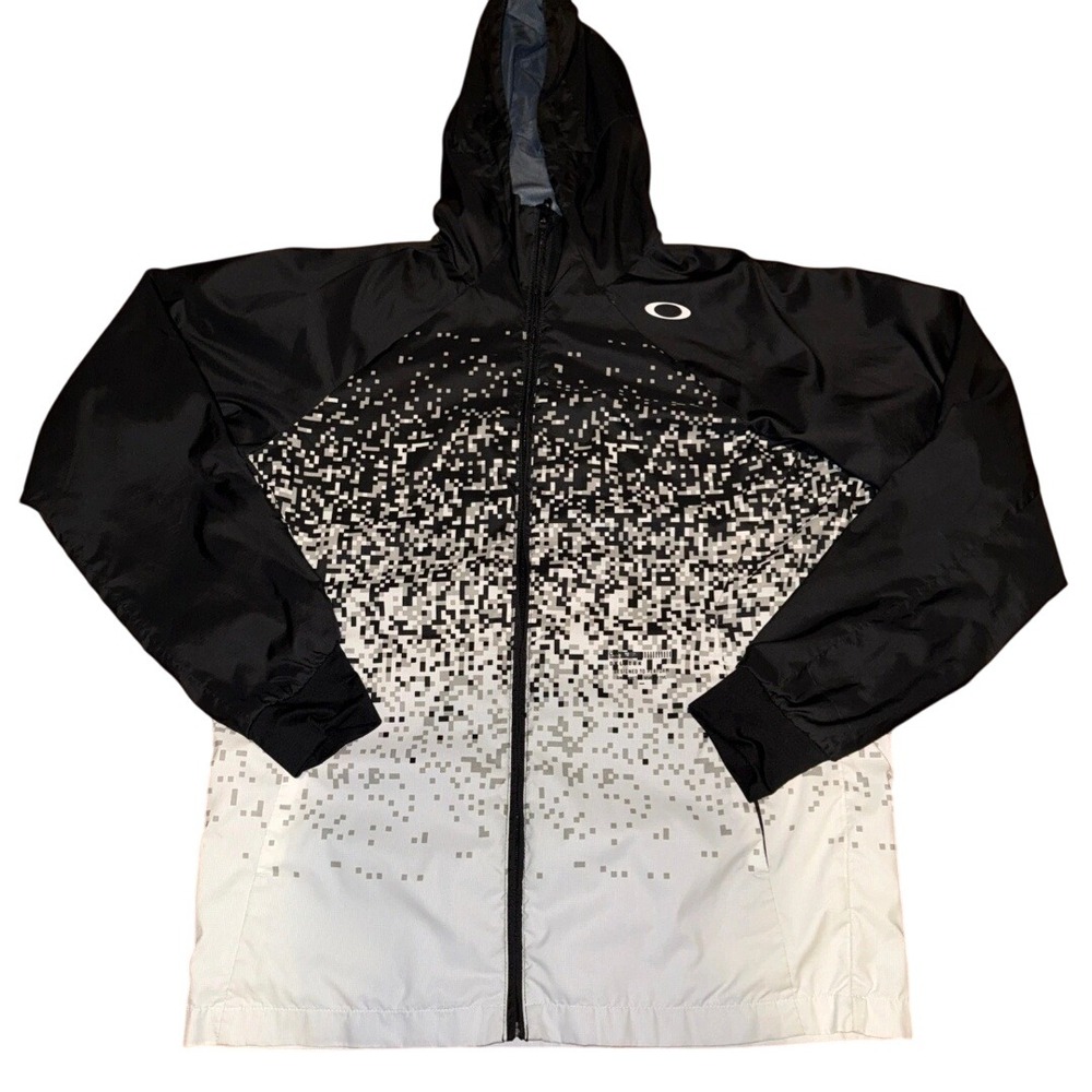 Oakley Wind Hoody Graphic 9.0 Men Training Jacket Black‎ White Pixel Design